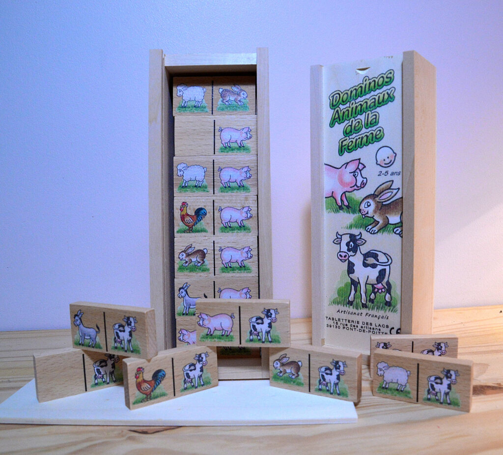 Oxybul Dominos Des Animaux En Bois – Jeu éducatif 2-5 Ans, 28 Pièces, Coffret Réutilisable, Peinture à L'eau